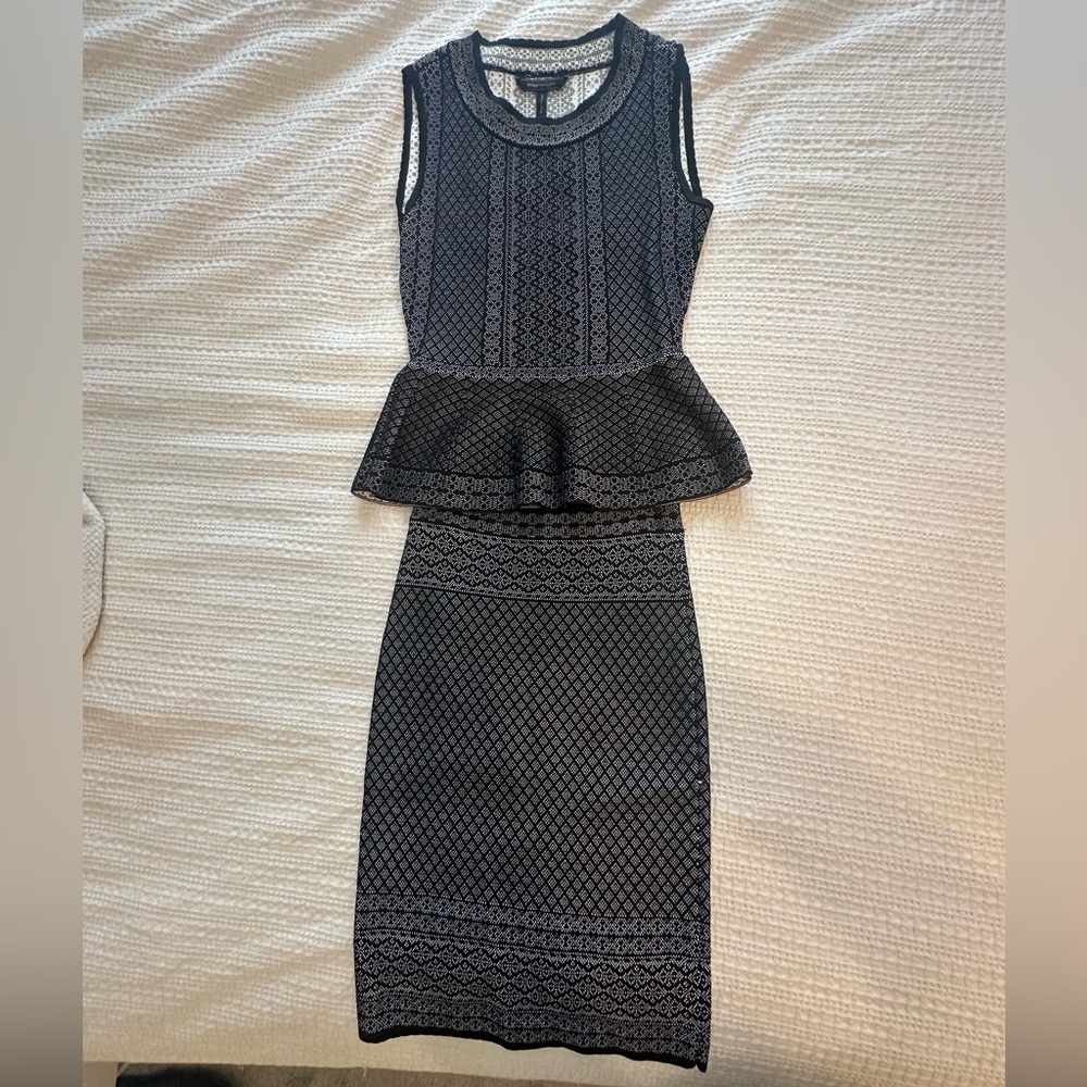 BCBG Black and Gray Top and Skirt Set